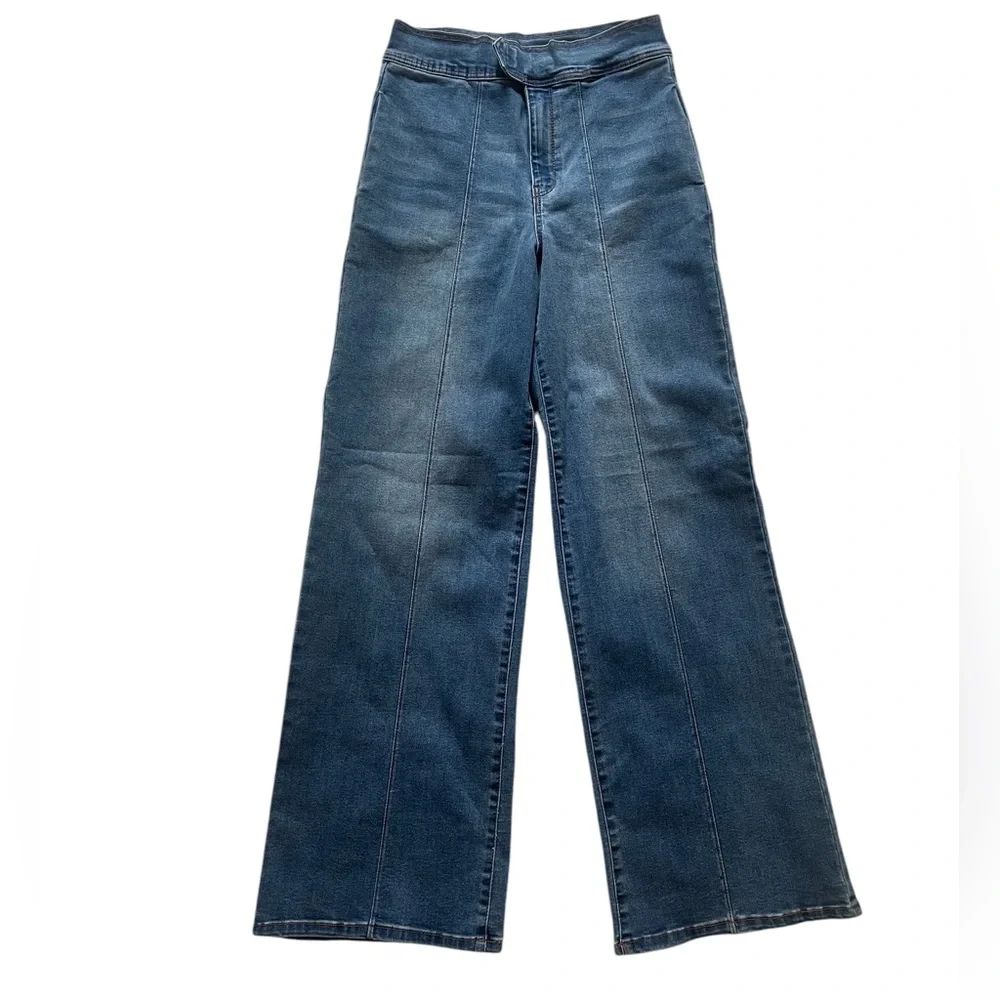 A Loves A high-waisted, wide-leg stretch denim blue jeans, size 29 - Picture 1 of 7